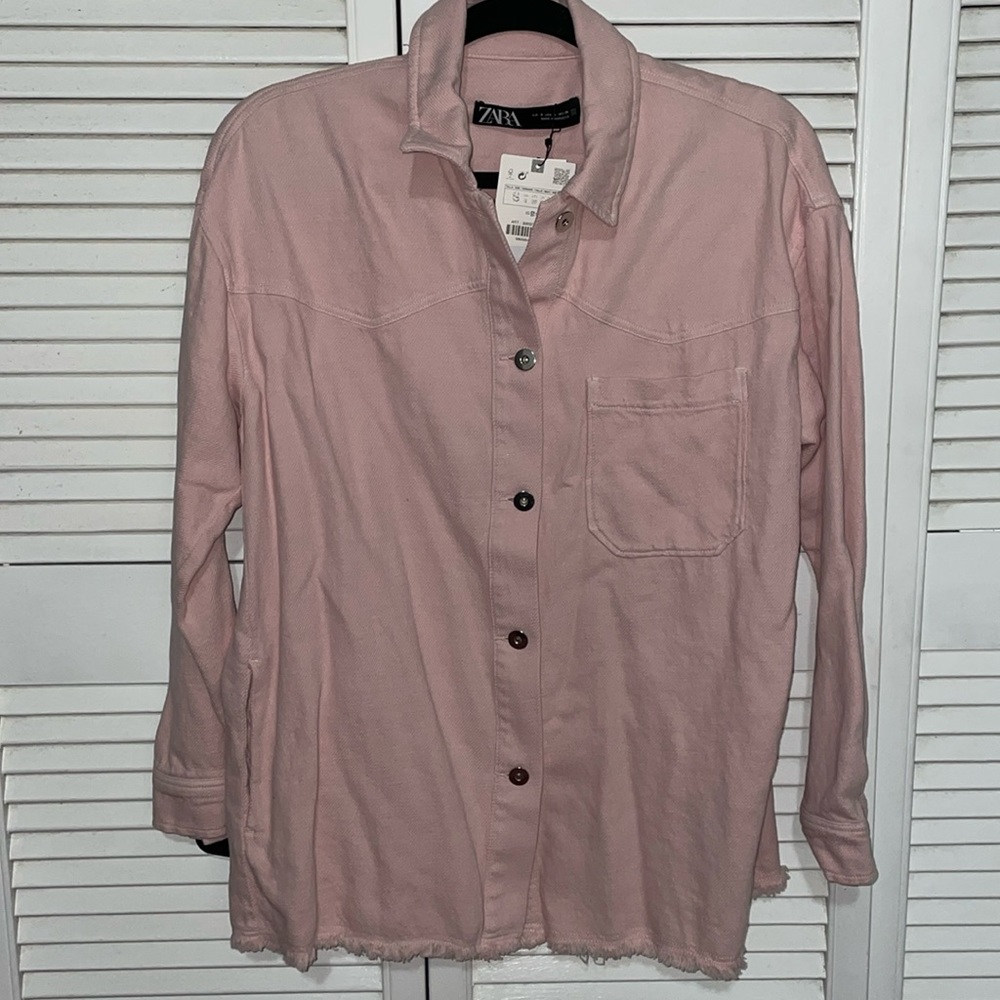 Zara pink denim shirt